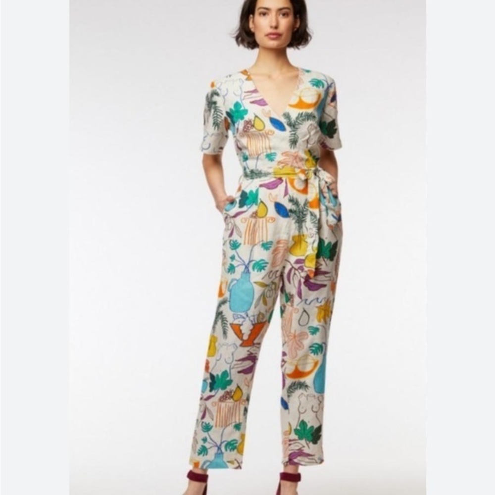 Gorman Cream Jumpsuit with Multicolor Botanical Print (AU size 10)
